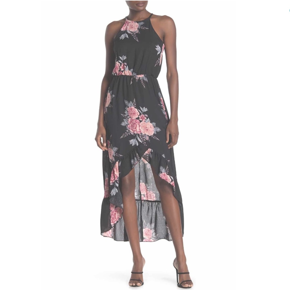 Max + Ash Floral Halter Neck High/Low Maxi…
